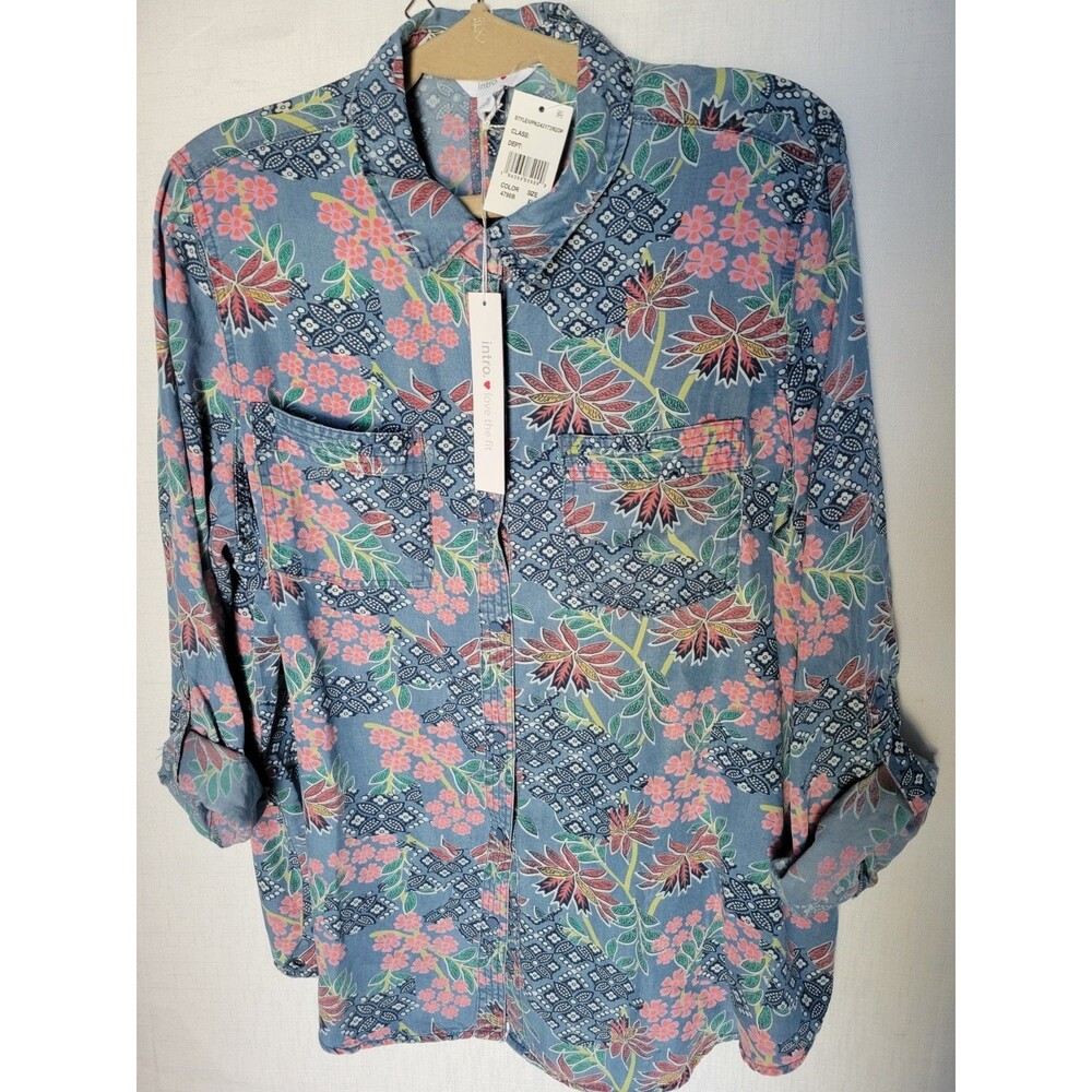 Intro Love the Fit Women's Boho Shirt Long Sleeve Size XL Snap Front  NWT